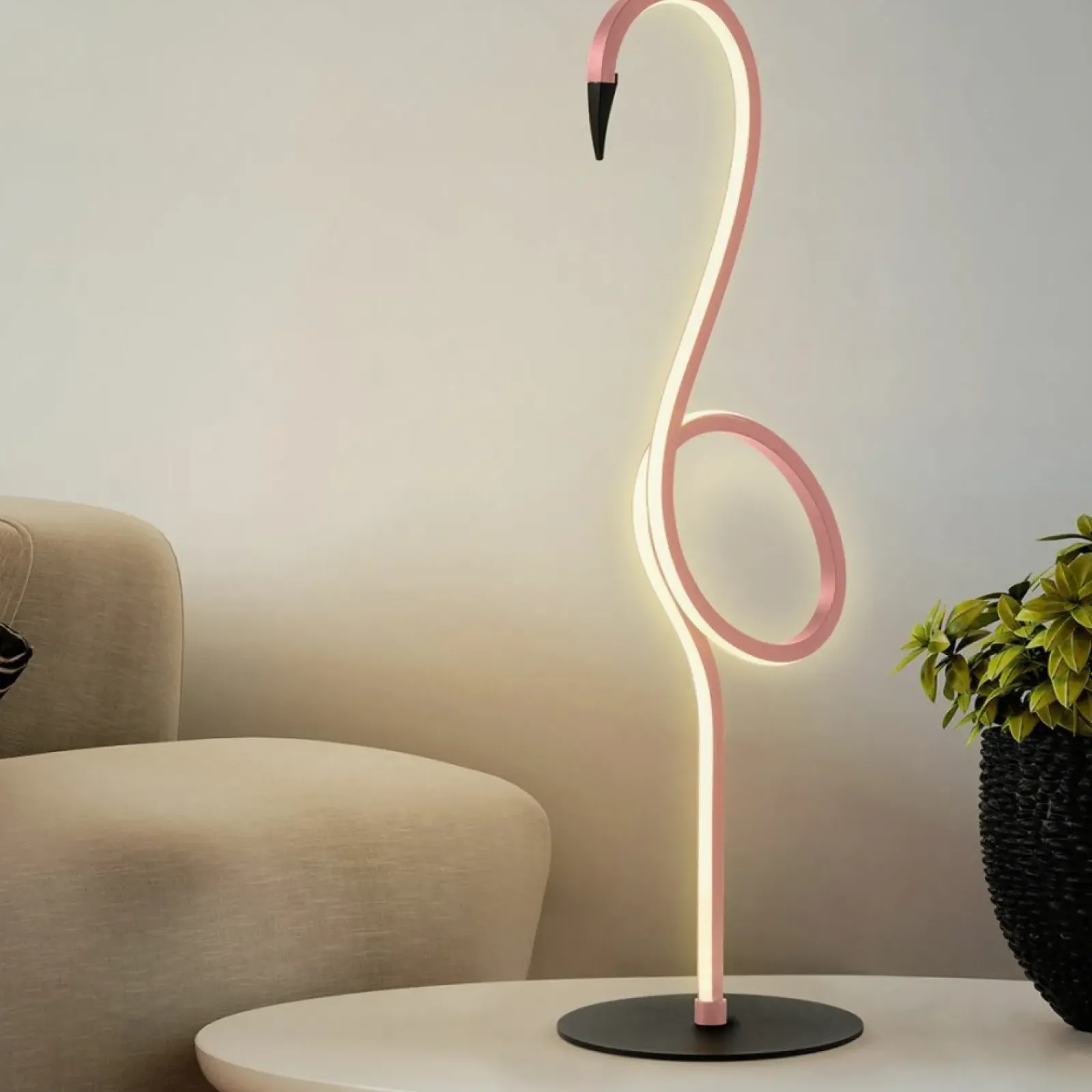Sklep Kaja Różowy flaming, lampka stołowa FLAMINGO-TL-PNK z serii FLAMINGO* Nowoczesne Lampki Stołowe