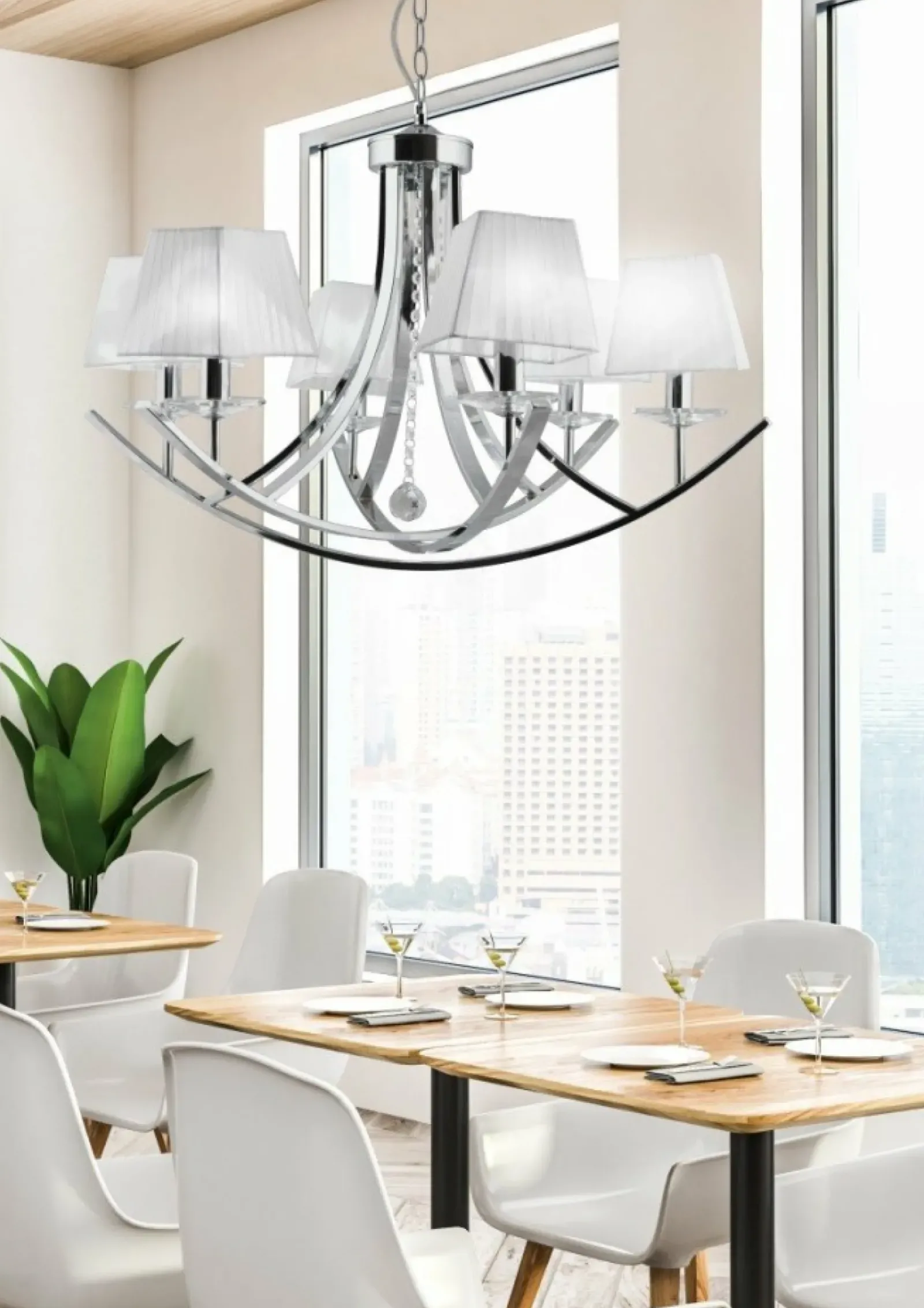 Sklep Kaja Rozłożysta, chromowana lampa wisząca 36-84579 VALENCIA | Kaja* Randole Tradycyjne