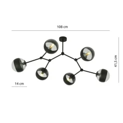 Sklep Kaja Rozłożysta, czarna lampa sufitowa z kloszami 1135/6 SPACE | Kaja Outlet