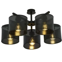 Sklep Kaja Rozłożysta, czarna lampa sufitowa do salonu 1143/5 JORDAN | Kaja czarny Clearance
