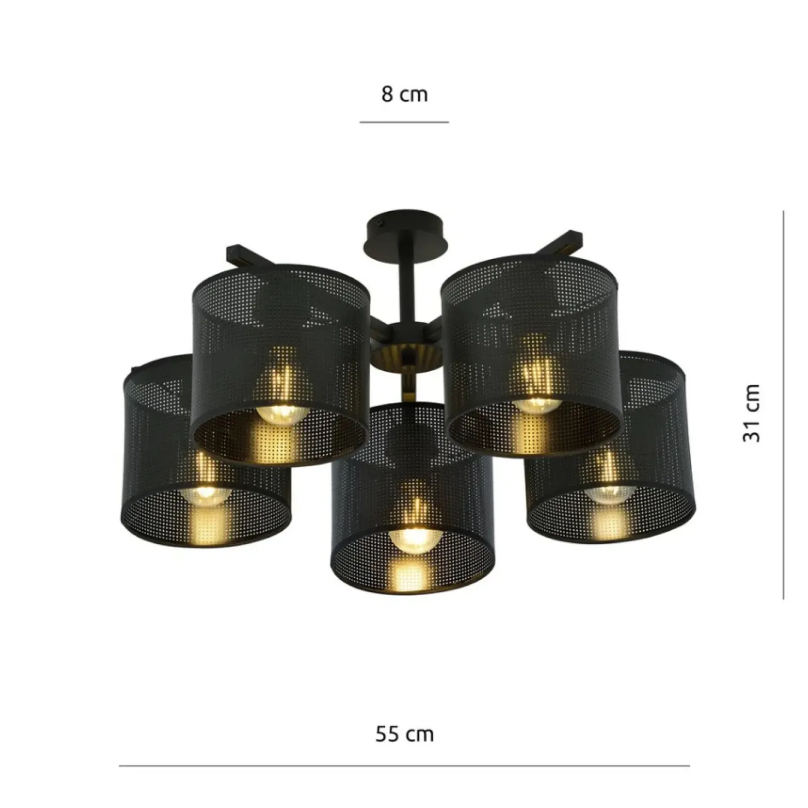 Sklep Kaja Rozłożysta, czarna lampa sufitowa do salonu 1143/5 JORDAN | Kaja czarny Clearance