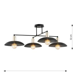Sklep Kaja Rozłożysta, czarno-złota lampa sufitowa 1320/4 SPIRIT | Kaja czarny Cheap