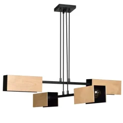 Sklep Kaja Rustykalna, czarno-drewniana lampa wisząca 616/4 ZAPER | Kaja czarny Cheap