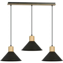 Sklep Kaja Rustykalna lampa wisząca, elementy drewna 1044/3 ROWEN | Kaja czarny New