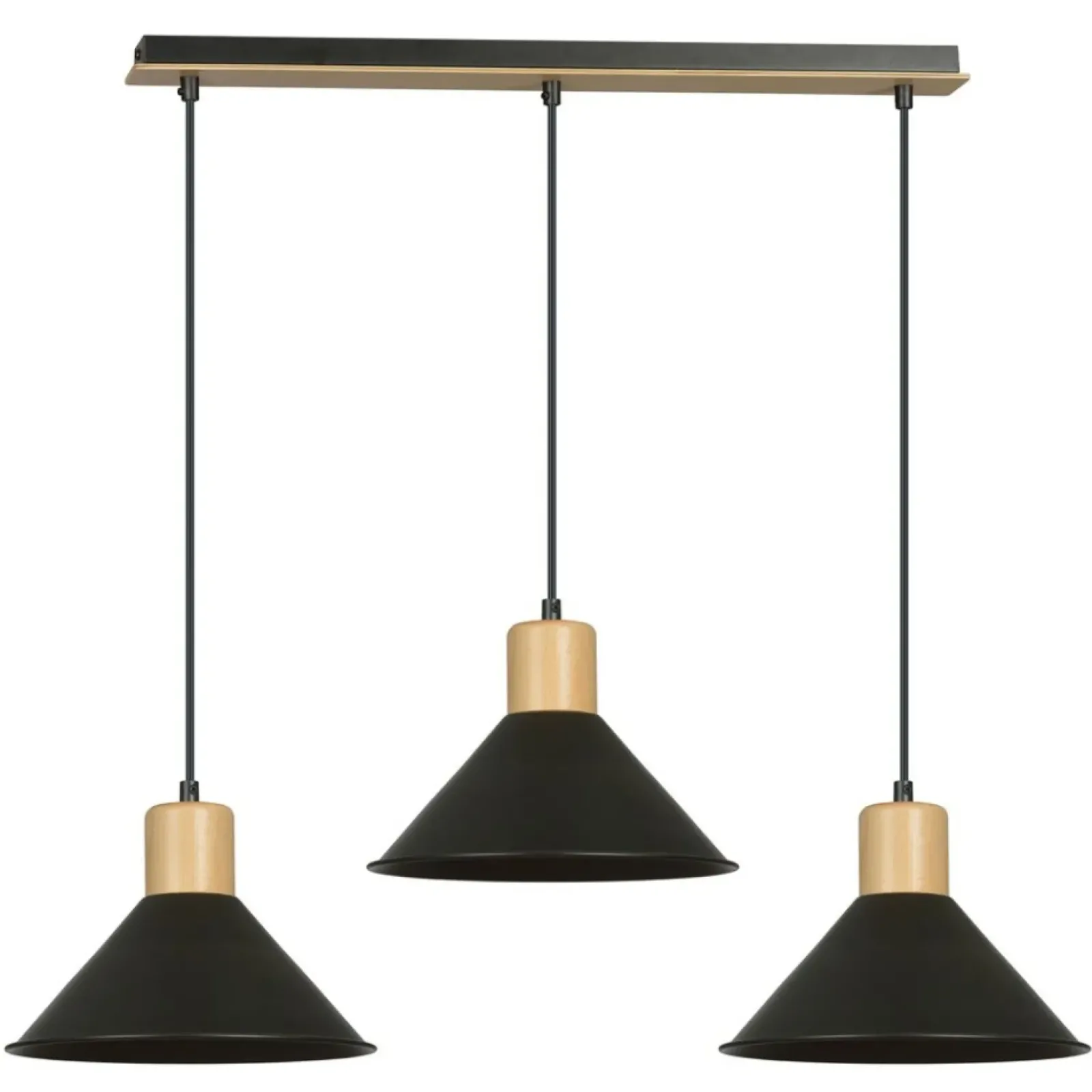 Sklep Kaja Rustykalna lampa wisząca, elementy drewna 1044/3 ROWEN | Kaja czarny New