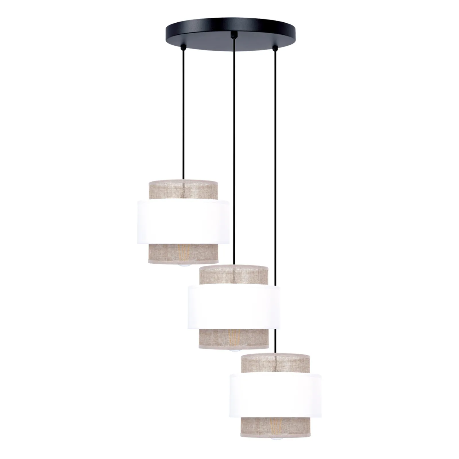 Sklep Kaja Rustykalna lampa wisząca, trzy abażury, do salonu K-5272 z serii CEZAR* Żyrandole Z Abażurem|Żyrandole Z Abażurami
