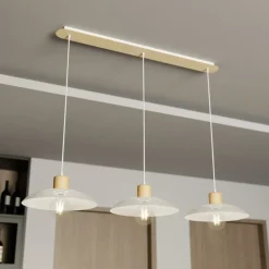 Sklep Kaja Rustykalna lampa wisząca z drewnem 1319/3 KOBE | Kaja Oświetlenie biały Discount