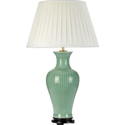 Sklep Kaja Seledynowa lampa stołowa z abażurem DL-DALIAN-TL z serii DALIAN* Lampki Stołowe Z Abażurem|Tradycyjne Lampki Stołowe