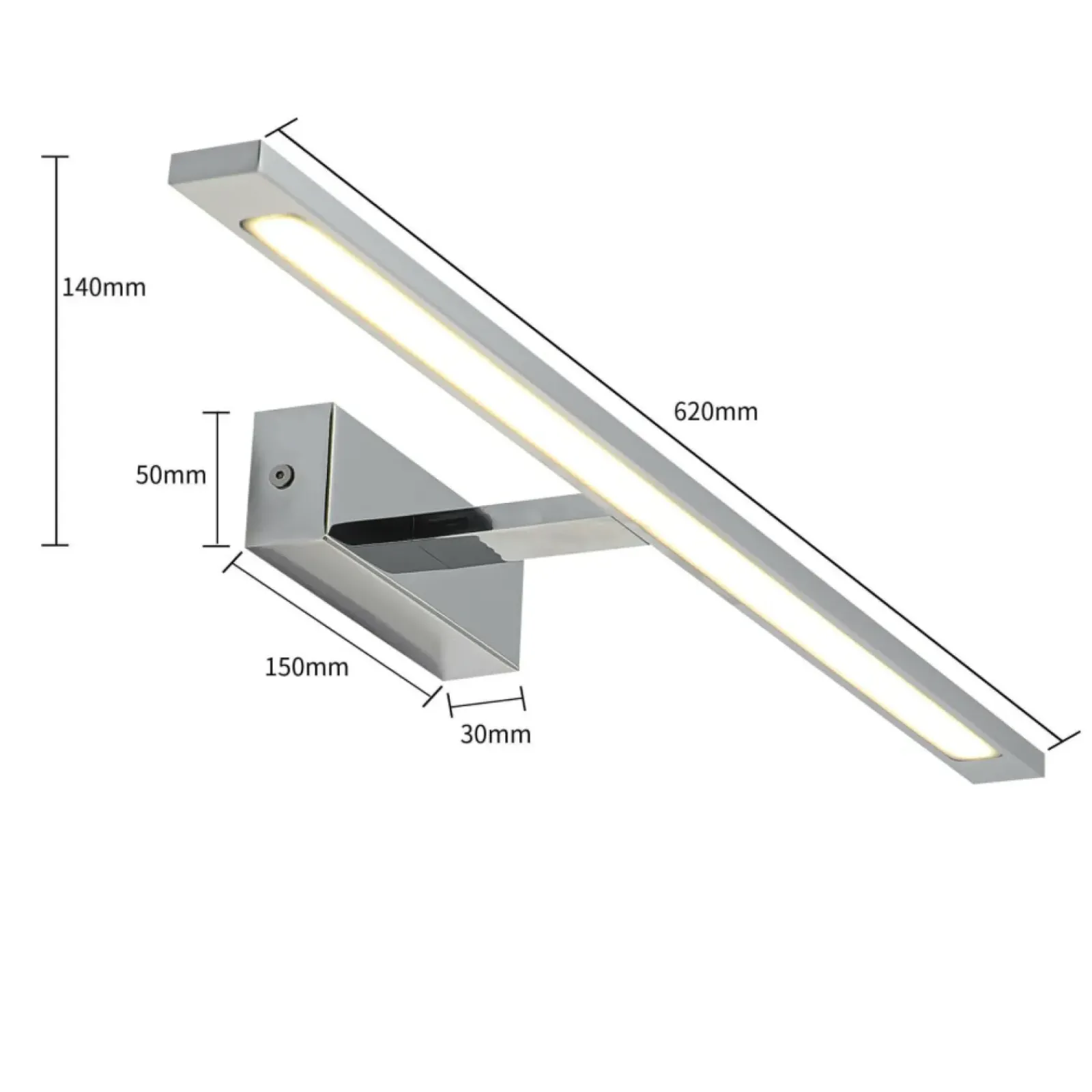 Sklep Kaja Srebrna lampa ścienna 62cm LED 4000K GS-LWB-20W CH ISLA | Kaja* Lampy Led