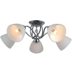 Sklep Kaja Srebrna lampa sufitowa do salonu PND-5643-5 LUGANO | Kaja Oświetlenie* Randole Tradycyjne
