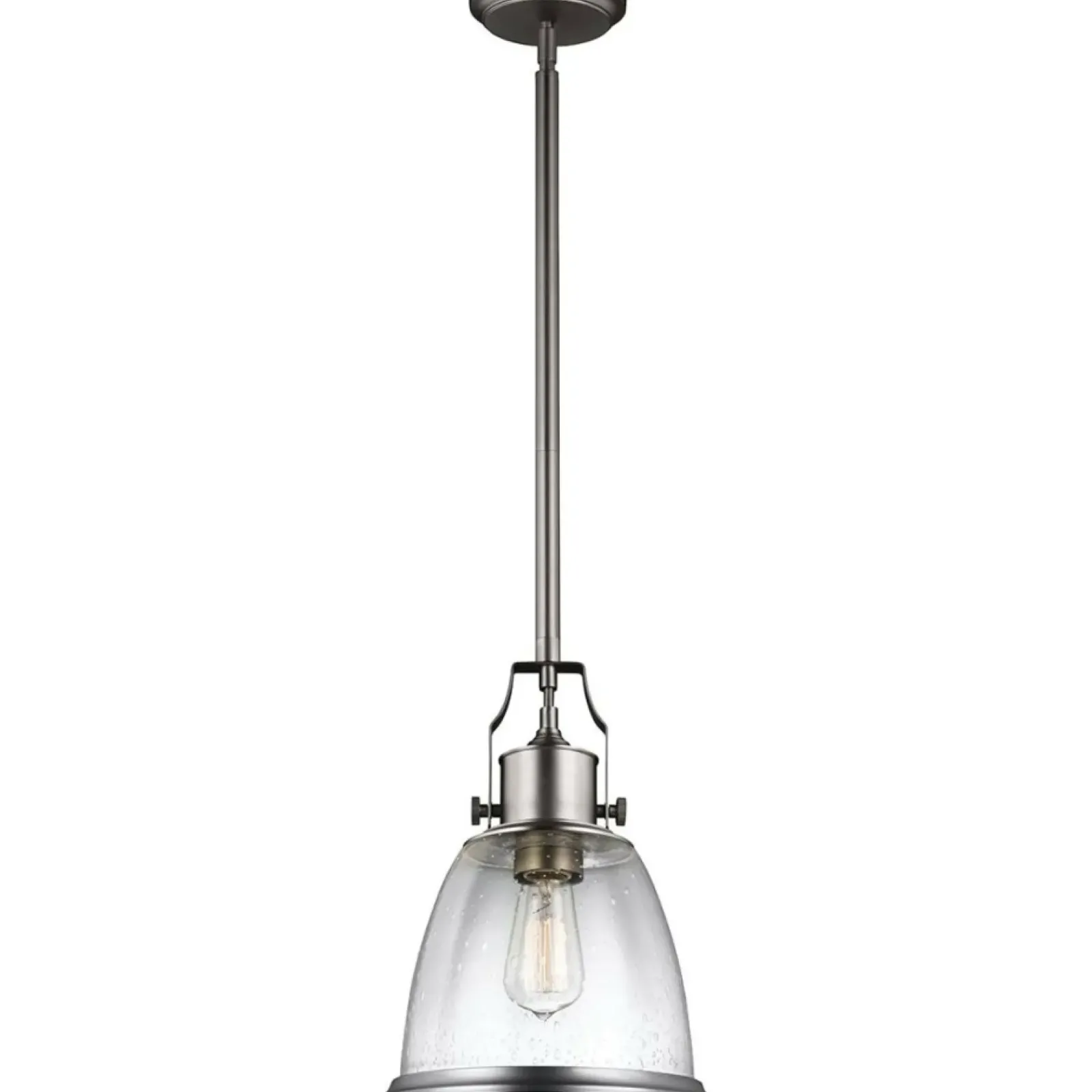 Sklep Kaja Srebrna lampa wisząca, pojedyncza FE-HOBSON-P-M-SN z serii HOBSON* Randole Tradycyjne