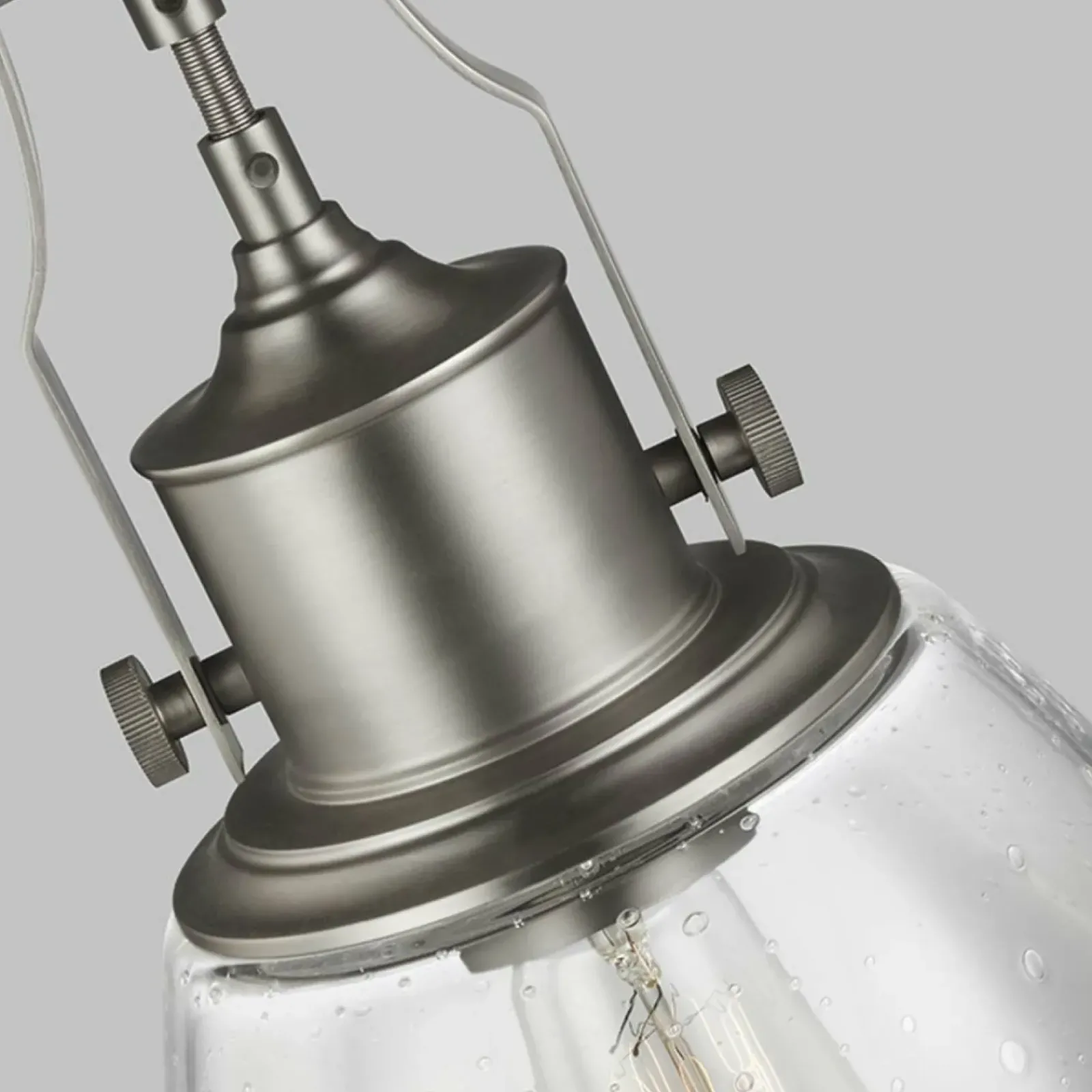Sklep Kaja Srebrna lampa wisząca, pojedyncza FE-HOBSON-P-M-SN z serii HOBSON* Randole Tradycyjne