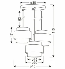 Sklep Kaja Srebrna lampa wisząca z podwójnymi kloszami 33-18496 HARE | Kaja Discount