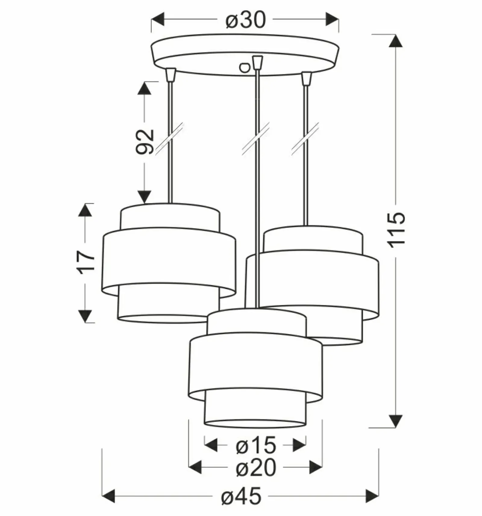 Sklep Kaja Srebrna lampa wisząca z podwójnymi kloszami 33-18496 HARE | Kaja Discount