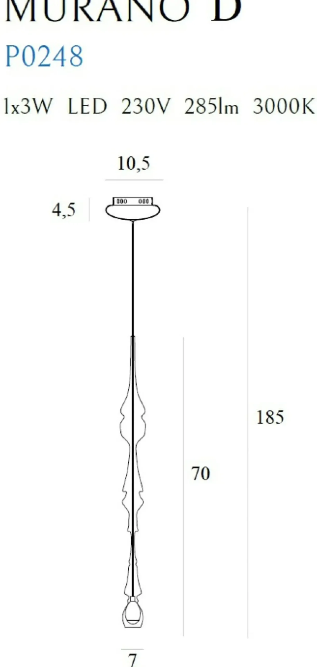 Sklep Kaja Srebrna, ledowa, punktowa lampa wisząca MX P0248 MURANO | Kaja Flash Sale