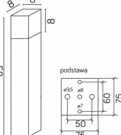 Sklep Kaja Srebrna, półmetrowa lampa stojąca CB-580 AL z serii CUBE | Kaja Oświetlenie* Lampy Ogrodowe Stojące