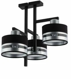 Sklep Kaja Stylowa, abażurowa, czarno-srebrna lampa do sypialni SIG 32148 – PRO Best Sale