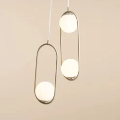 Sklep Kaja Stylowa, beżowa lampa wisząca z dwoma kulami 1086G17 z serii RIVA Zadzwońporabattel.783200183(8-16)/mailsklep@kaja.com.pl Sale
