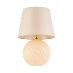 Sklep Kaja Stylowa, beżowo-złota lampka nocna glamour TK 5591 z serii SANTANA* Lampki Stołowe Z Abażurem|Nowoczesne Lampki Stołowe