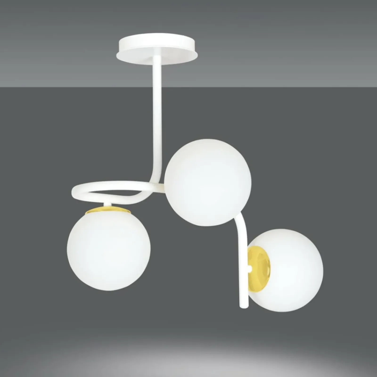 Sklep Kaja Stylowa, biało-złota lampa sufitowa do kuchni 1033/3 RAGNAR | Kaja Store