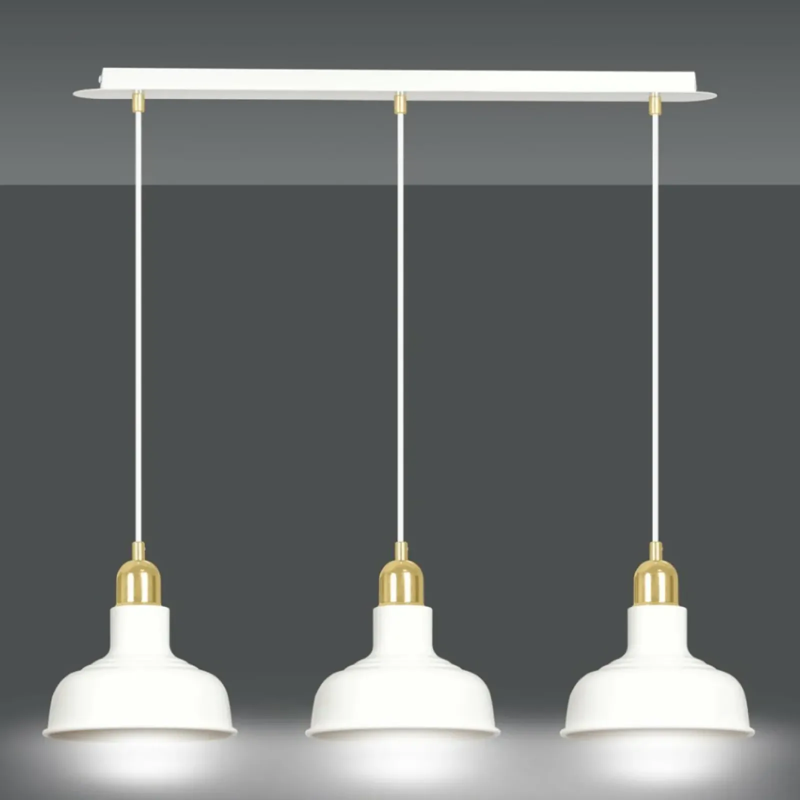 Sklep Kaja Stylowa, biało-złota lampa wisząca nad stół 1043/3 IBOR | Kaja biały Discount