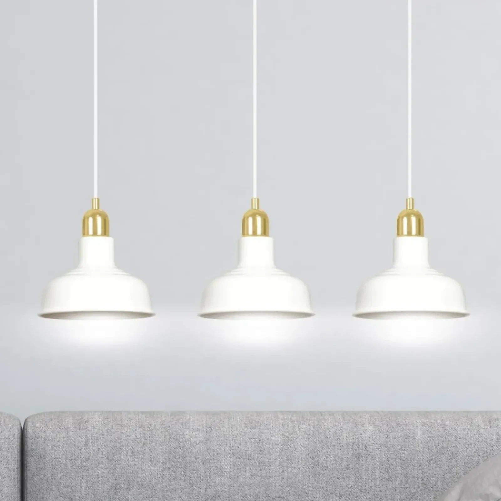 Sklep Kaja Stylowa, biało-złota lampa wisząca nad stół 1043/3 IBOR | Kaja biały Discount