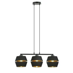 Sklep Kaja Stylowa, czarno-złota lampa wisząca - trzy źródła 1183/3 z serii PIANO czarny Sale