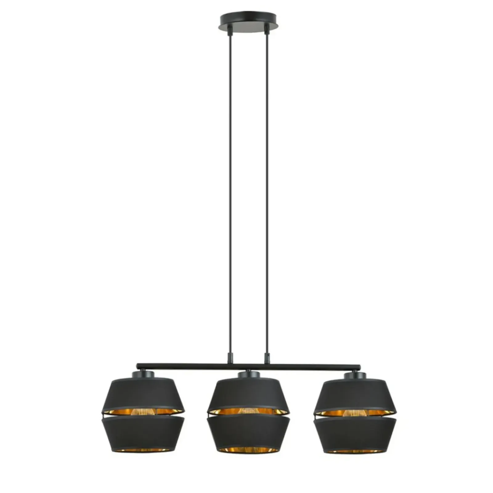 Sklep Kaja Stylowa, czarno-złota lampa wisząca - trzy źródła 1183/3 z serii PIANO czarny Sale