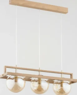 Sklep Kaja Stylowa, drewniana lampa wisząca, szklane klosze AL 63053 | Kaja Outlet