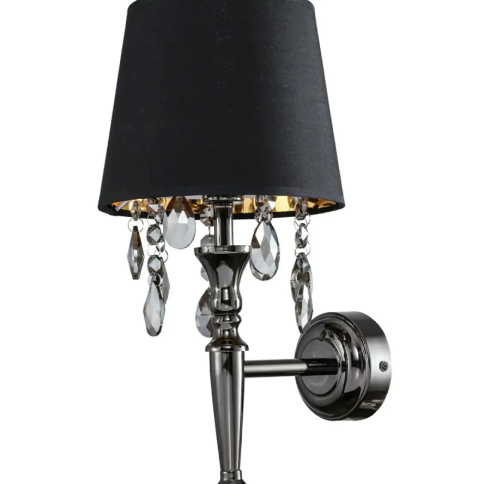 Sklep Kaja Stylowa lampa ścienna z kryształkami LP-0412/1W BK VIGO | Kaja* Kinkiety Tradycyjne