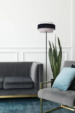 Sklep Kaja Stylowa lampa podłogowa w kolorze czarno-szarym K-5175 z serii ETELA* Lampy Podłogowe Z Abażurem|Lampy Podłogowe