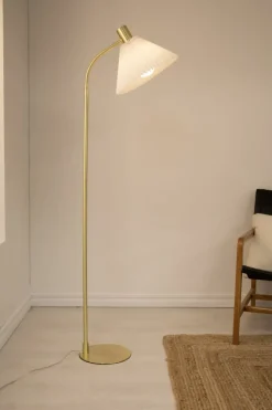 Sklep Kaja Stylowa lampa stojąca w kolorze antycznego złota 108569 z serii MIRA* Lampy Podłogowe Z Abażurem
