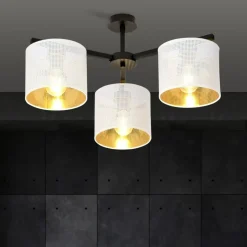 Sklep Kaja Stylowa lampa sufitowa z biało-złotymi abażurami 1145/3 JORDAN | Kaja Best