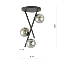 Sklep Kaja Stylowa lampa sufitowa z grafitowymi kloszami 1196/3 z serii RIVER czarny Cheap