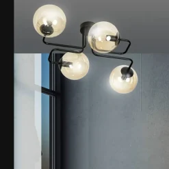 Sklep Kaja Stylowa lampa sufitowa z 4 miodowymi kloszami 833/4 | Kaja Oświetlenie Sale