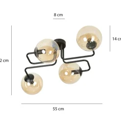 Sklep Kaja Stylowa lampa sufitowa z 4 miodowymi kloszami 833/4 | Kaja Oświetlenie Sale