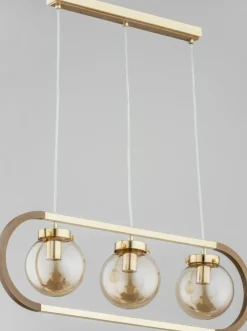 Sklep Kaja Stylowa lampa wisząca, łączący drewno ze złotem AL 62147 | Kaja Shop