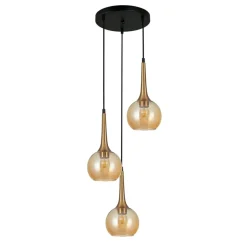Sklep Kaja Stylowa lampa wisząca do kuchni PND-42361-3A-BRO-AMB z serii FAVERA Best Sale