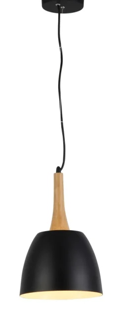 Sklep Kaja Stylowa lampa wisząca z drewnianą oprawką AZ1332 PRATO | Kaja czarny Shop