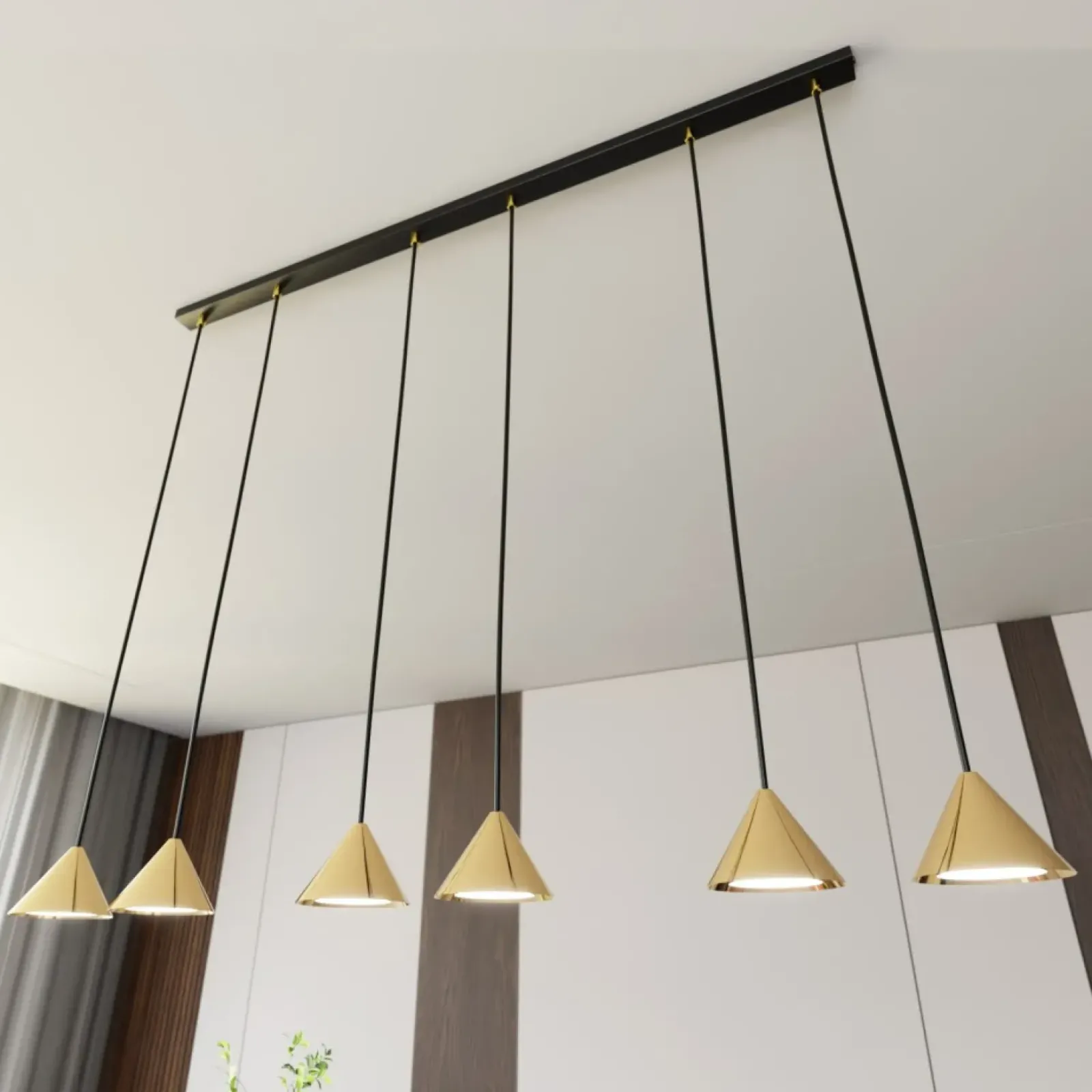 Sklep Kaja Stylowa lampa wisząca ze złotymi stożkami 1329/6 ELIT | Kaja Best Sale