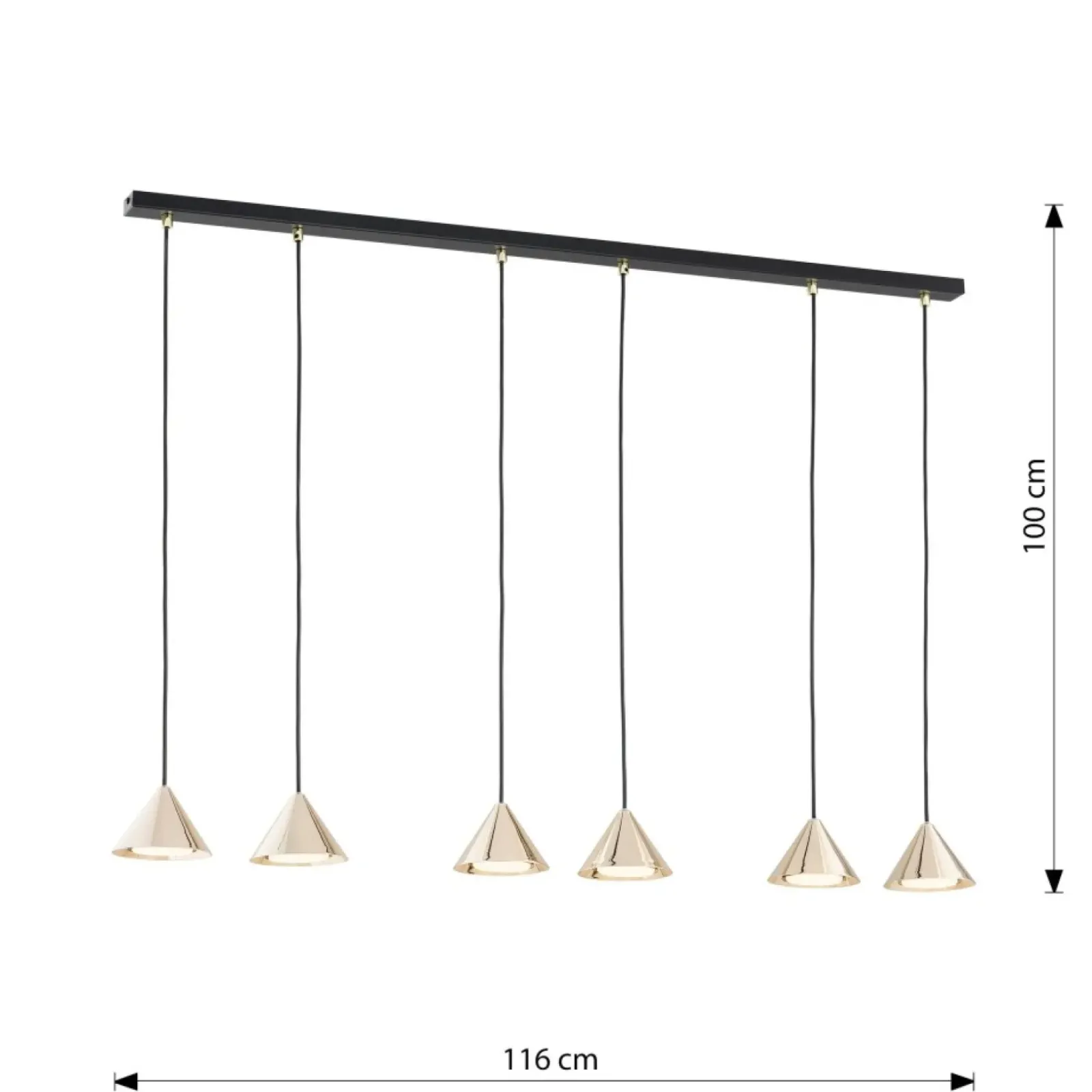 Sklep Kaja Stylowa lampa wisząca ze złotymi stożkami 1329/6 ELIT | Kaja Best Sale