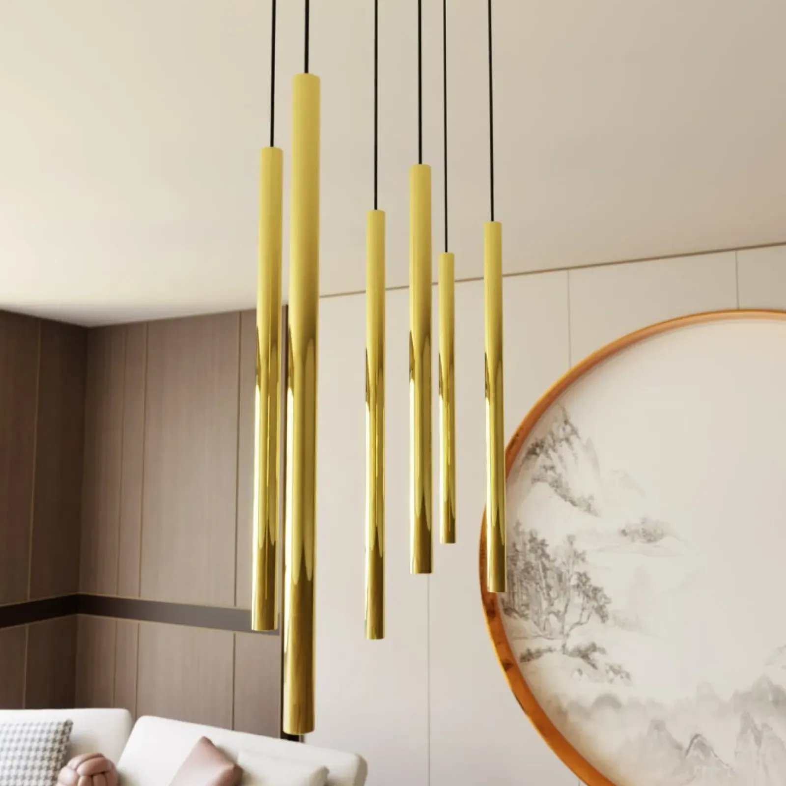 Sklep Kaja Stylowa lampa wisząca ze złotymi tubami 1332/6 SELTER | Kaja Outlet