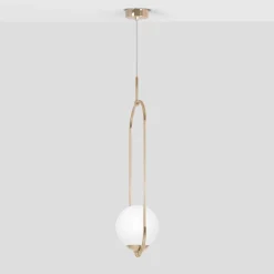 Sklep Kaja Stylowa lampa wisząca, złota konstrukcja z kloszem K-5391 z serii RITUS* Żyrandole Z Kloszami|Żyrandole Nowoczesne