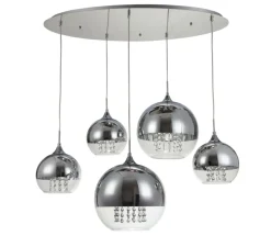 Sklep Kaja Stylowa lampa z okrągłymi kloszami P140-PL-170-5-N FERMI | Kaja nikiel Online