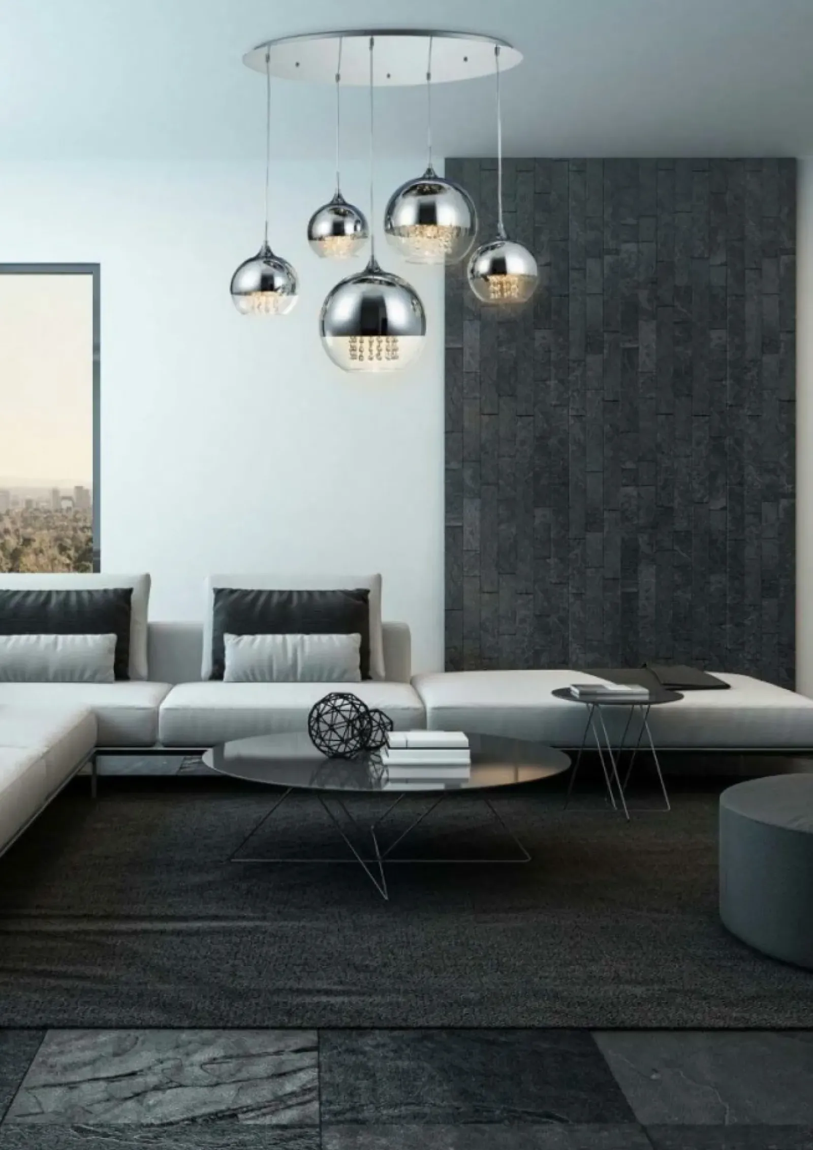 Sklep Kaja Stylowa lampa z okrągłymi kloszami P140-PL-170-5-N FERMI | Kaja nikiel Online