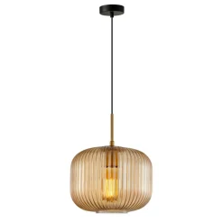 Sklep Kaja Stylowa lampa z ryflowanym szkłem PND-26476-1-BRO-AMB z serii GAVINO Sale