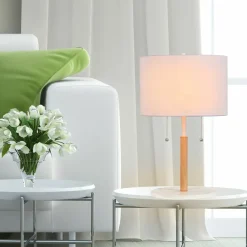 Sklep Kaja Stylowa lampka nocna z abażurem LP-0304/2T WH FOGO | Kaja Oświetlenie* Lampki Stołowe Z Abażurem|Nowoczesne Lampki Stołowe