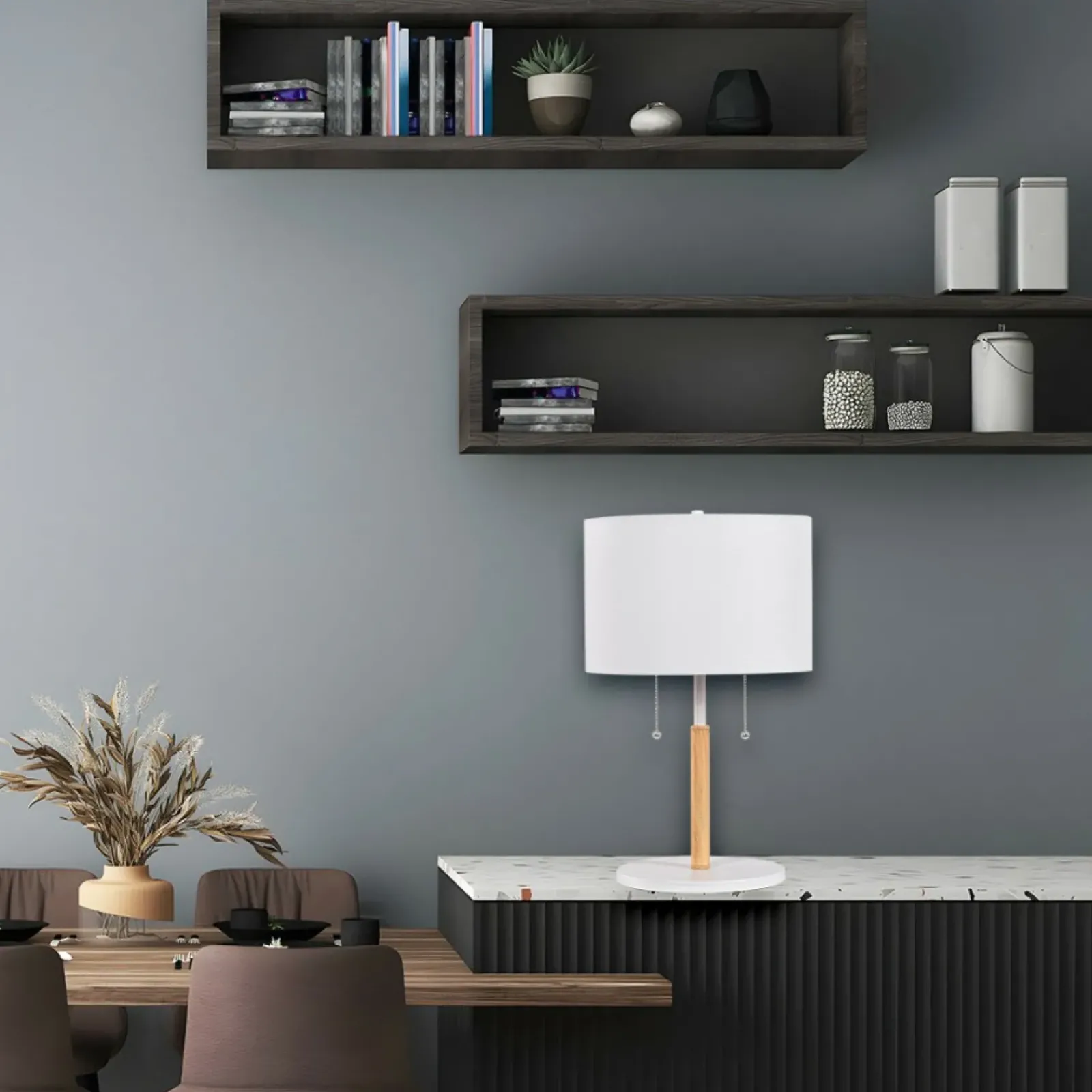 Sklep Kaja Stylowa lampka nocna z abażurem LP-0304/2T WH FOGO | Kaja Oświetlenie* Lampki Stołowe Z Abażurem|Nowoczesne Lampki Stołowe