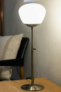 Sklep Kaja Stylowa lampka stołowa z białym kloszem, do salonu 108546 z serii RISE* Nowoczesne Lampki Stołowe