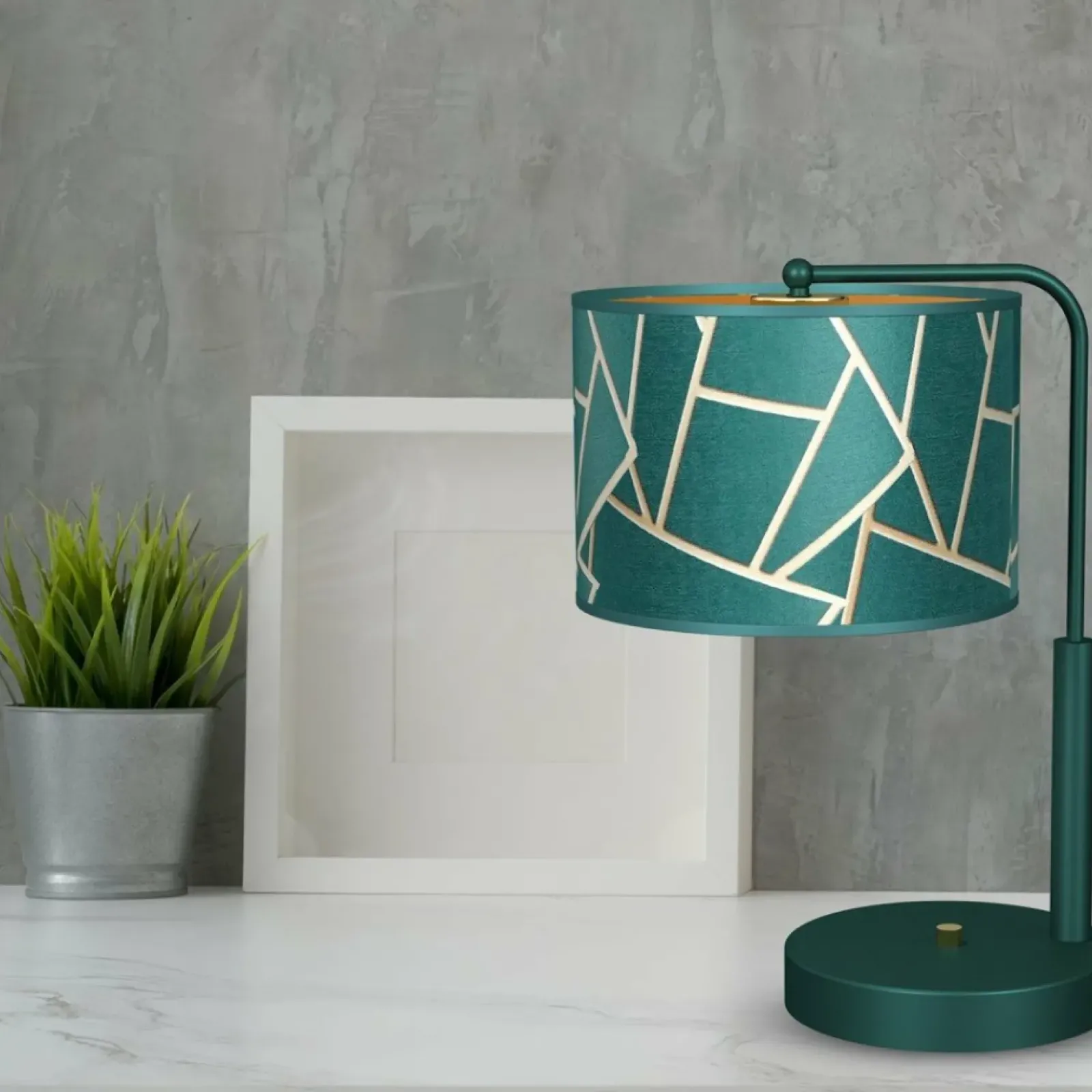 Sklep Kaja Stylowa, zielona lampa stołowa z abażurem MLP7581 z serii ZIGGY | Kaja Oświetlen* Lampki Stołowe Z Abażurem|Tradycyjne Lampki Stołowe